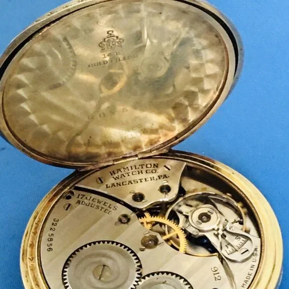 Hamilton Pocket Watch Knights of Columbus 14k Gold Pin & 14k GF Runs